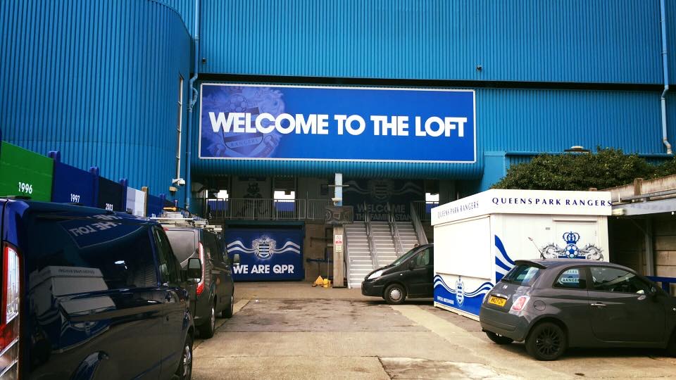 Welcome to the Loft entrance at Queens Park Rangers during the Acer partnership film production