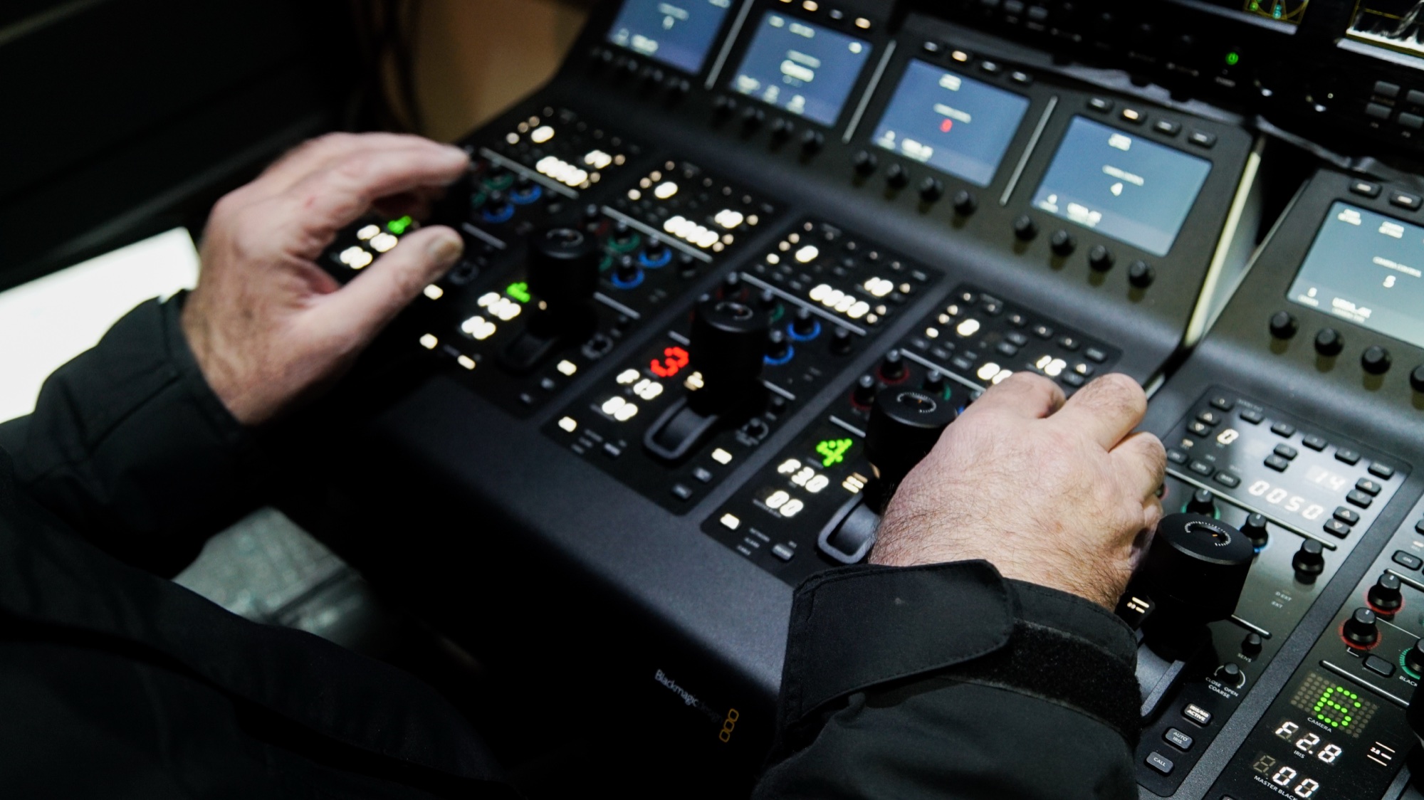 Vision mixer controls used for the Ghosts in the Ruins broadcast