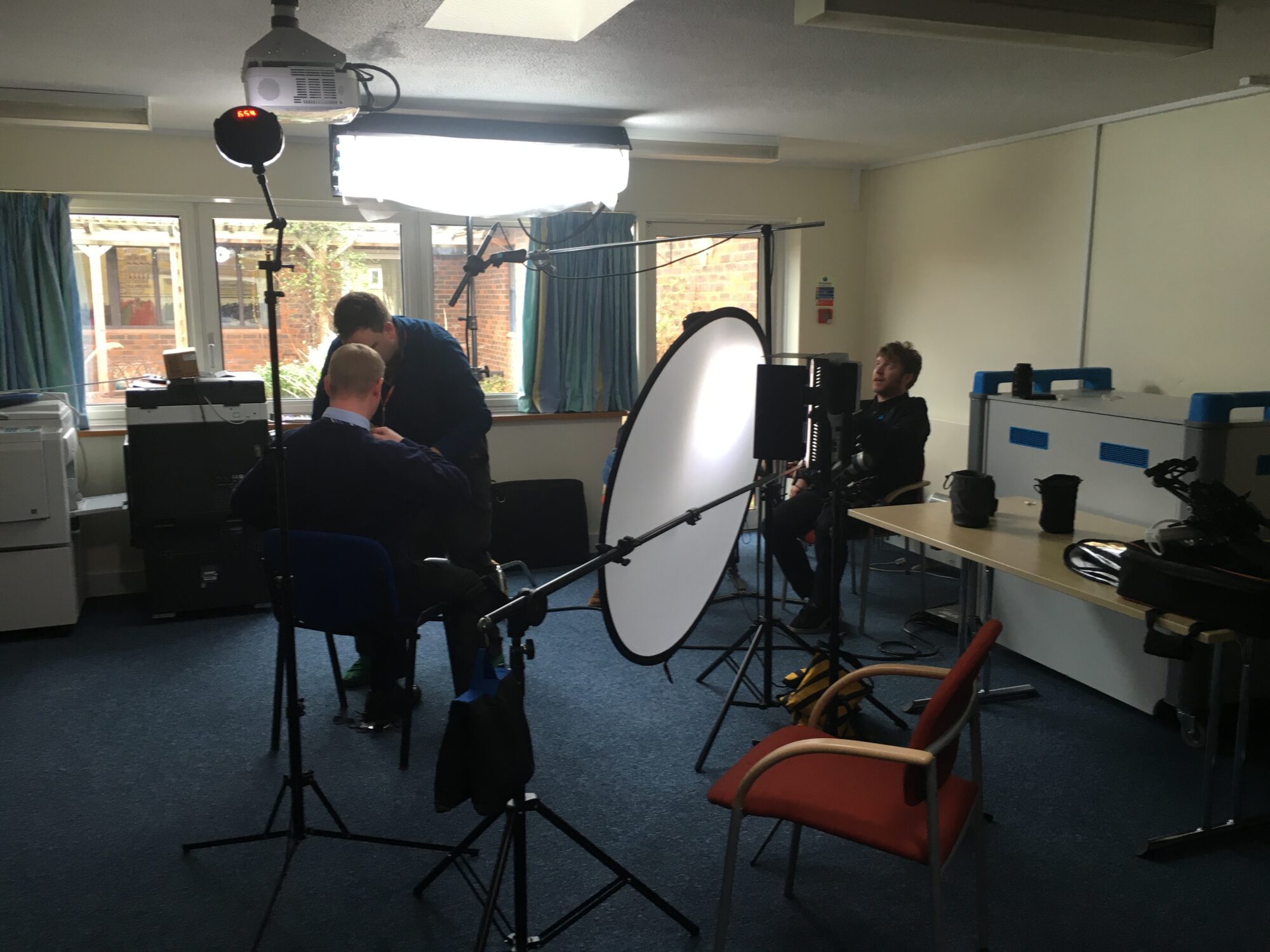 Pupils and crew during the LEGO Education StoryStarter classroom film production