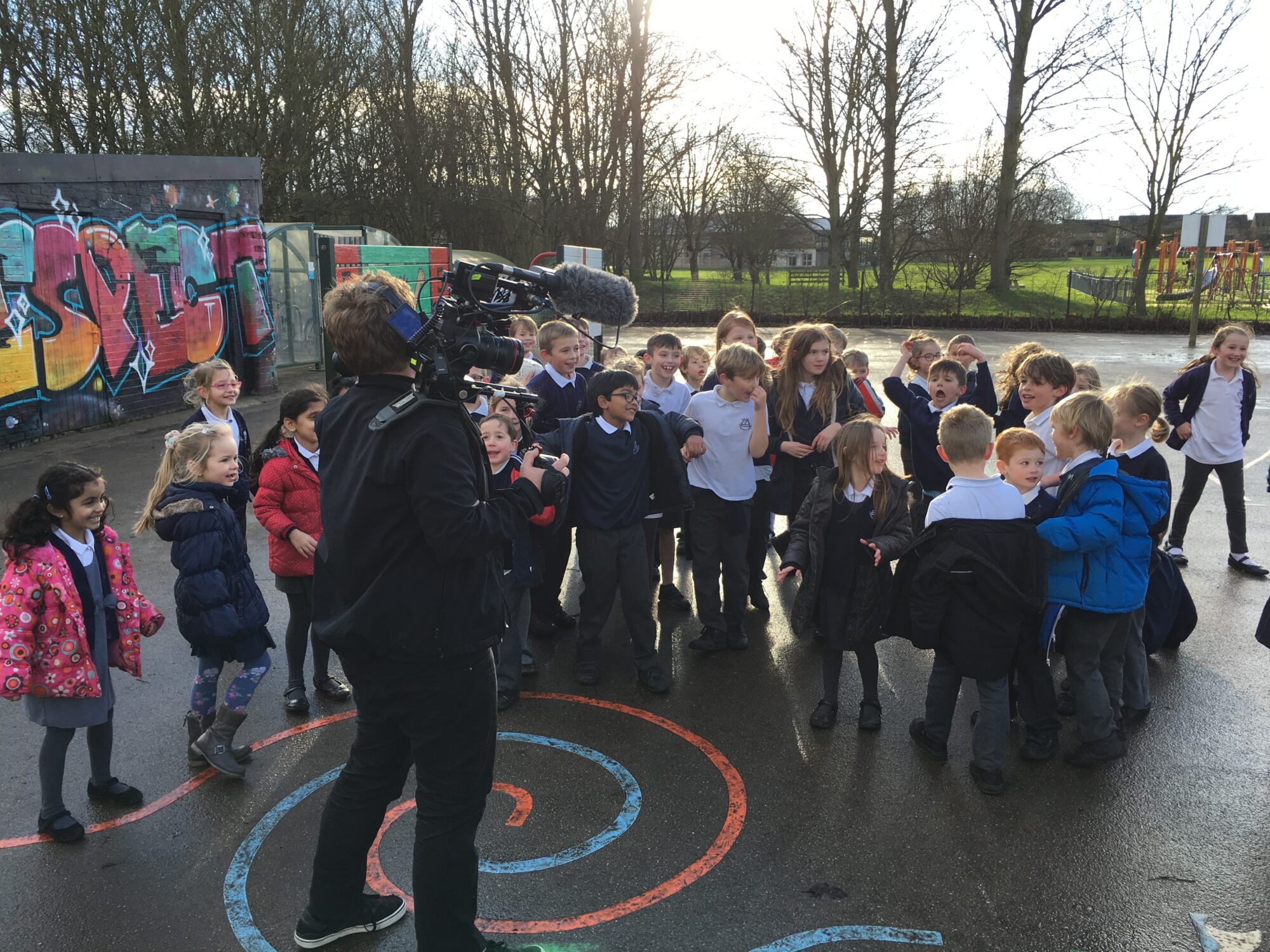 Director of photography Scott filming pupils during the LEGO Education StoryStarter education film
