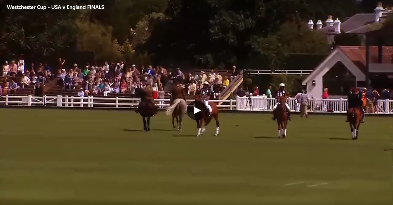 Westchester Cup 2018 polo match with players on the field before the crowd.